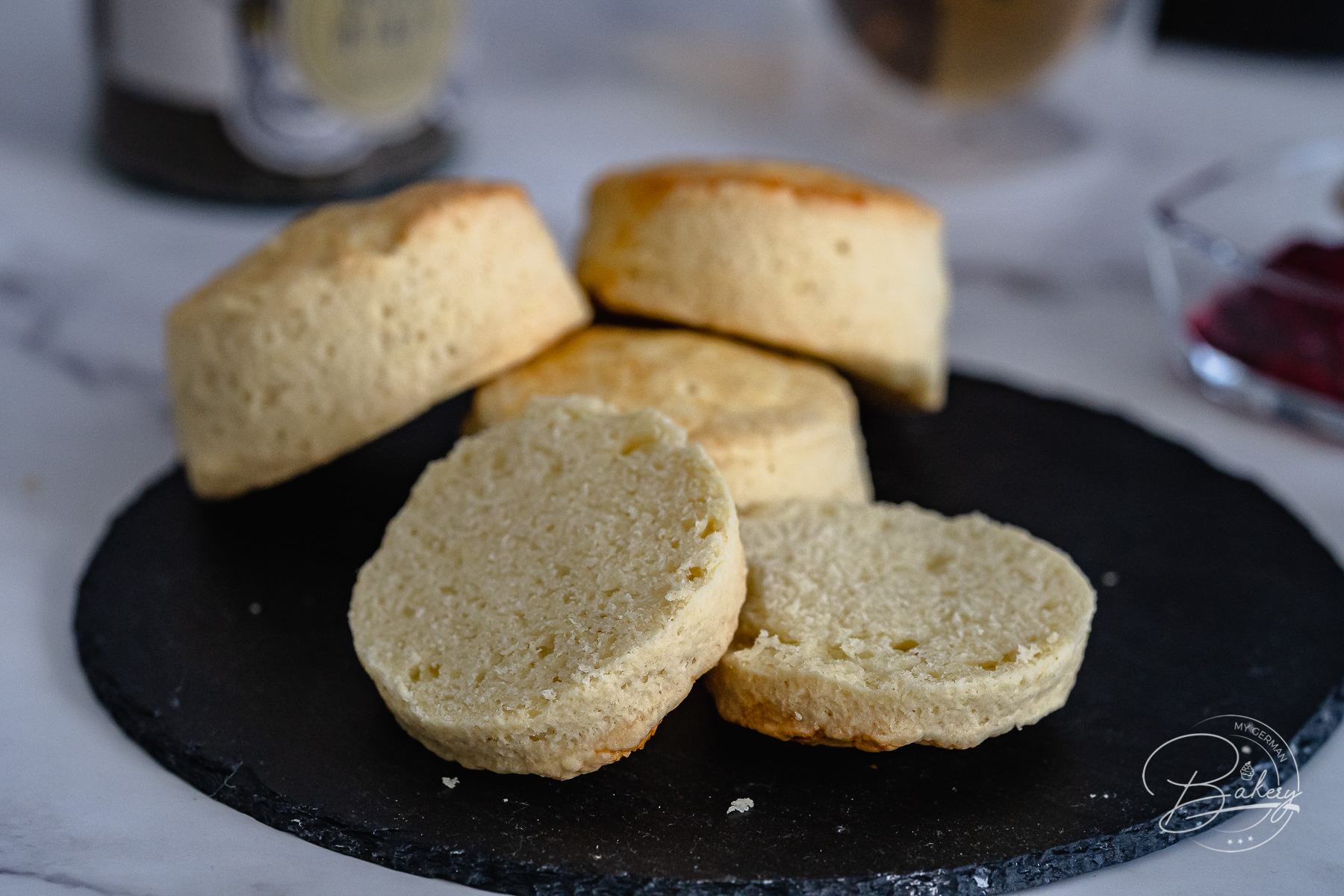 Scones recipe - homemade traditional English scones - flaky biscuits recipe - Simple recipe for original English scones with clotted cream for High Tea Ceremony and for English breakfast - little round cakes